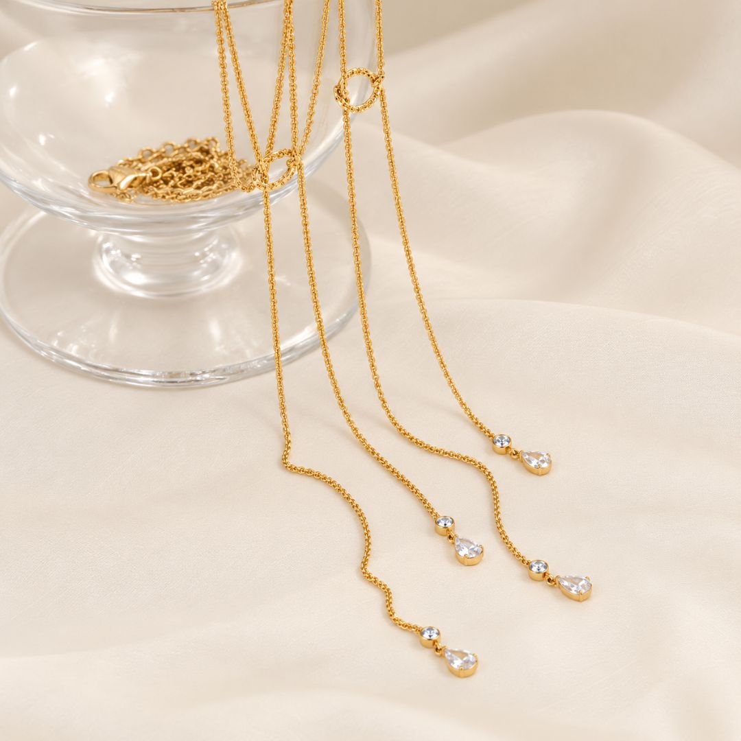 Dainty Cascade Lariat Necklace