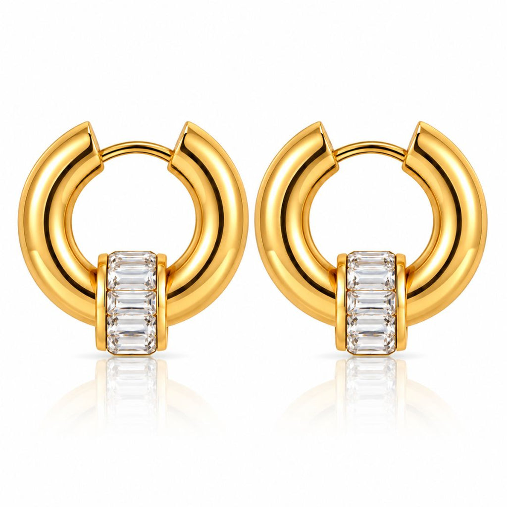 White Stone Halo Huggies
