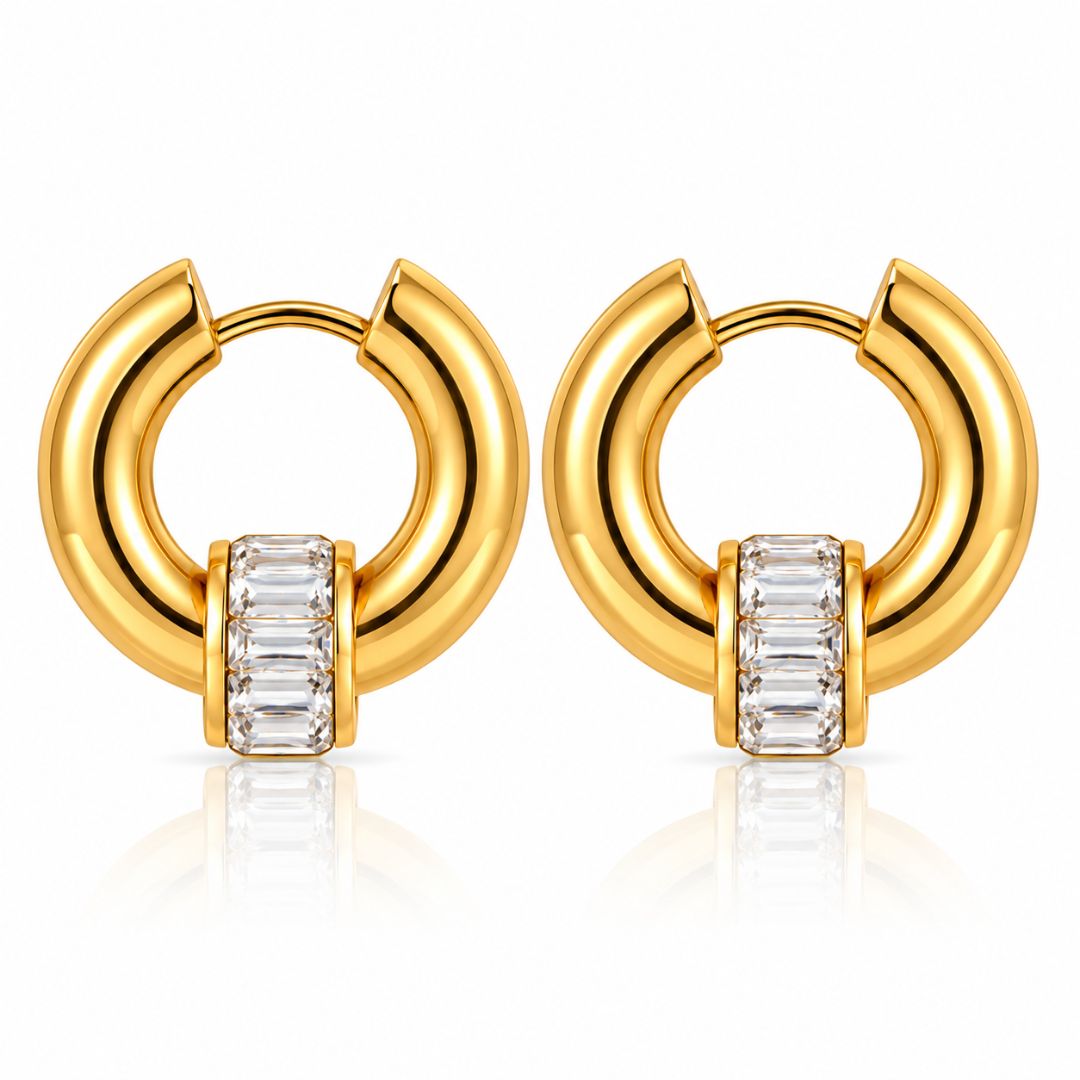 White Stone Halo Huggies