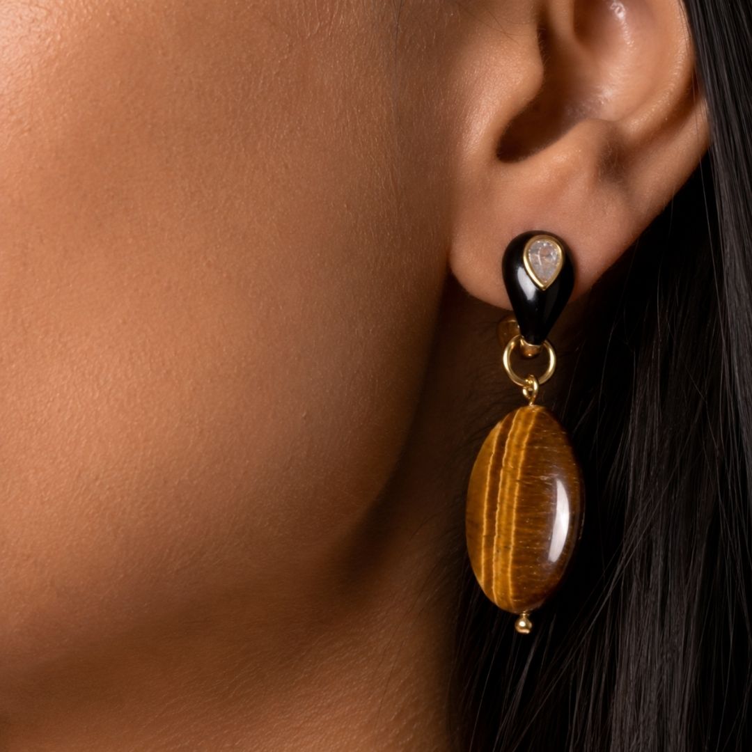 Tiger Eye Drop Earrings