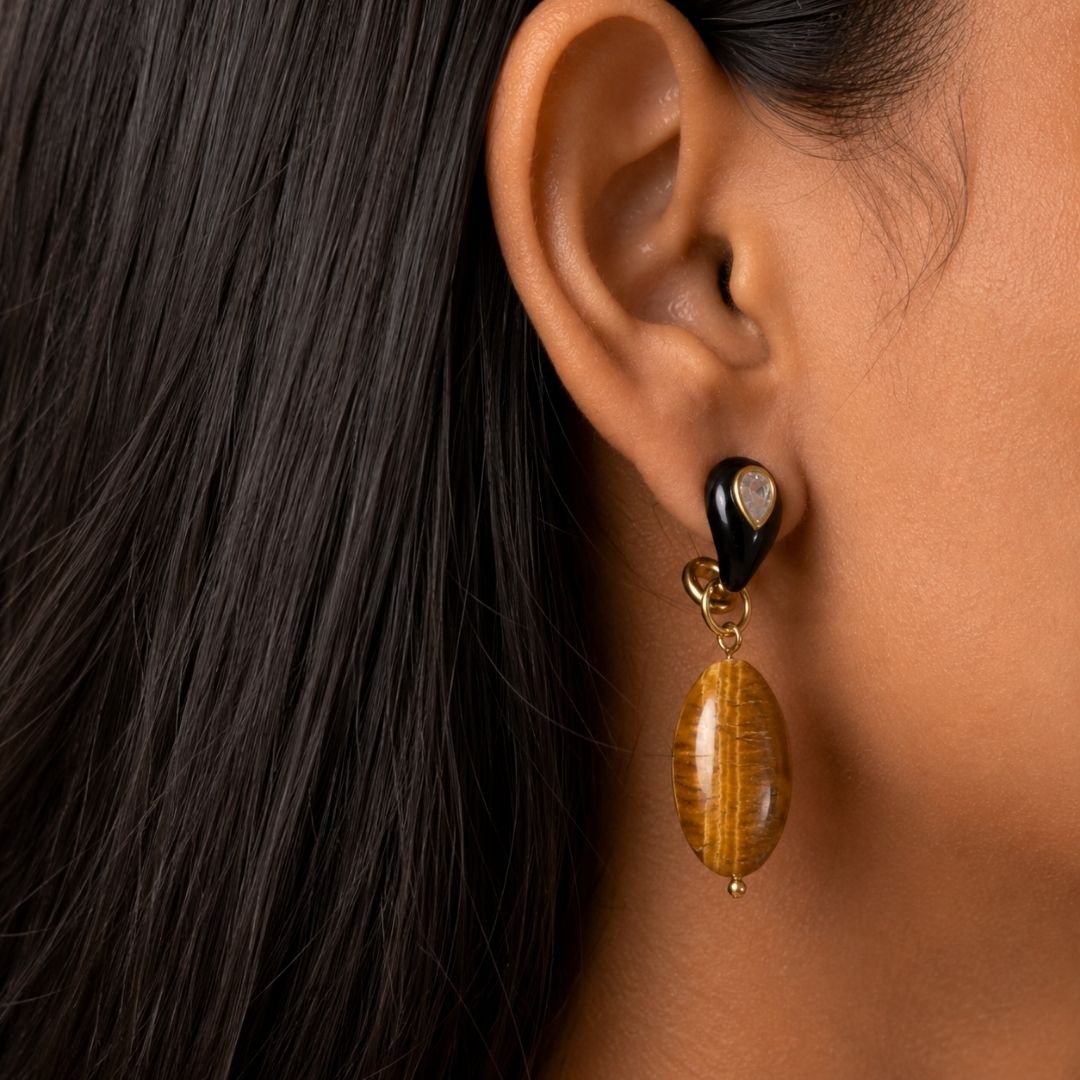 Tiger Eye Drop Earrings