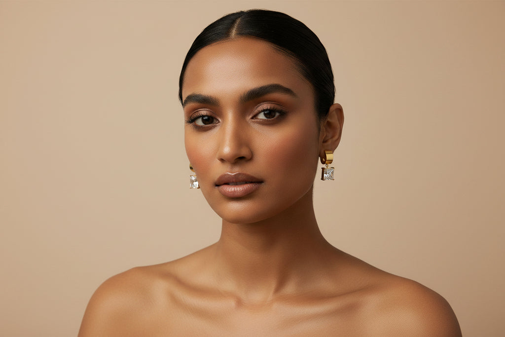 Aeris Princess Cut CZ Drop Earrings