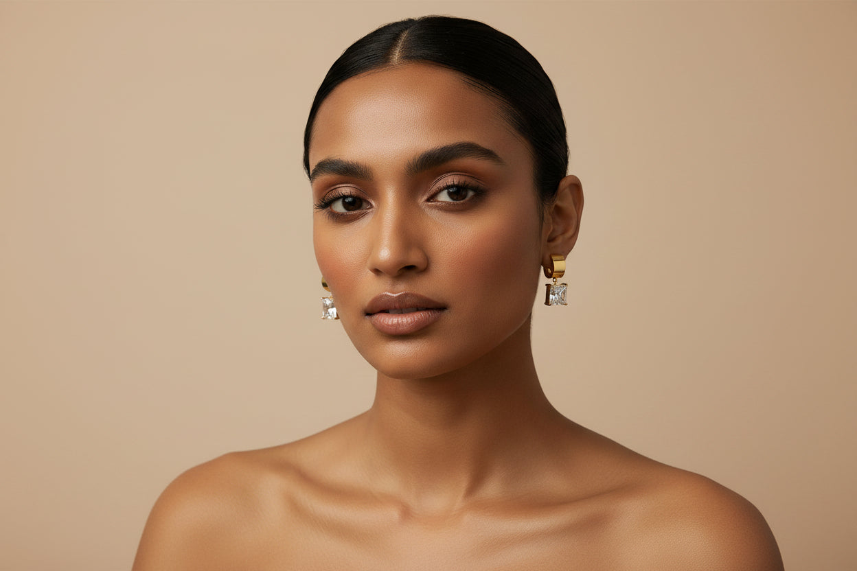 Aeris Princess Cut CZ Drop Earrings