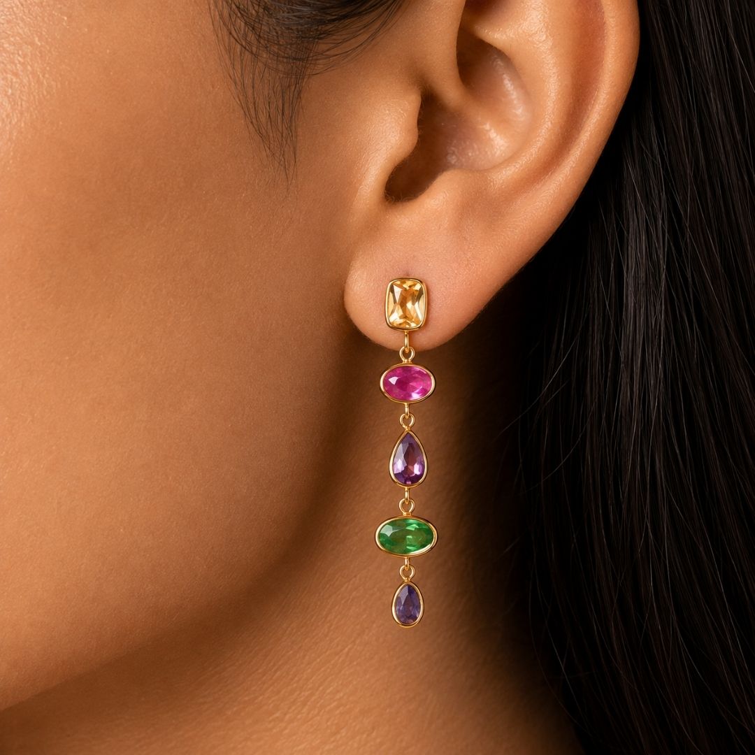 Aurora Bezel Drop Earrings