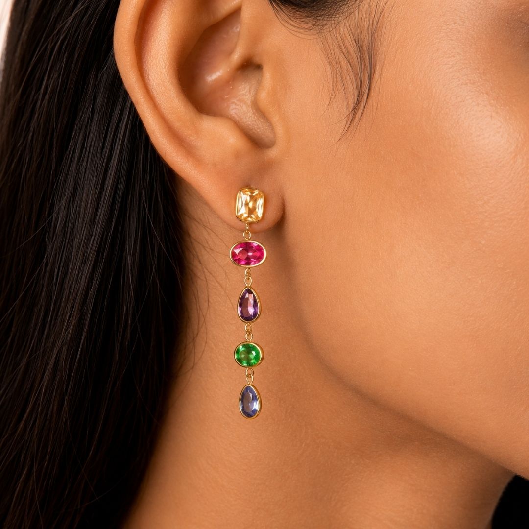 Aurora Bezel Drop Earrings
