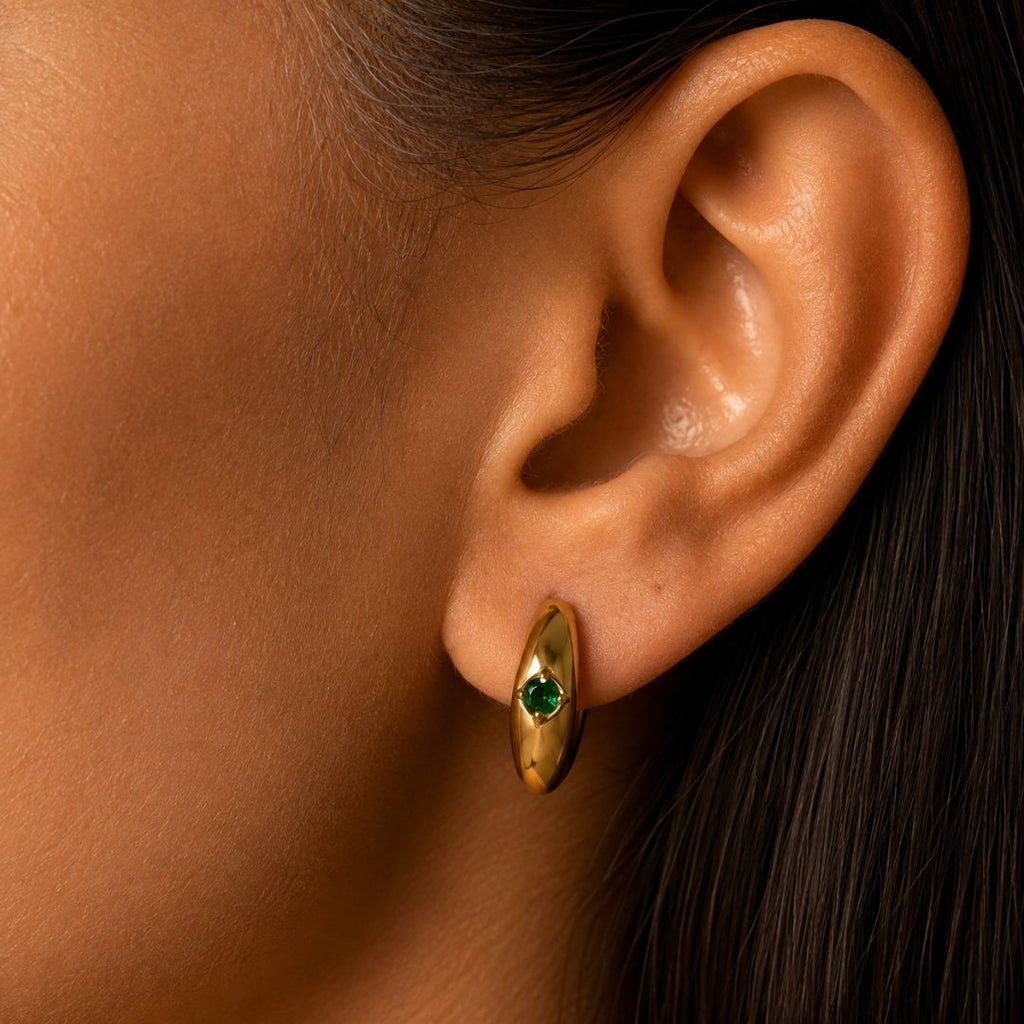 Evara Emerald Hoops