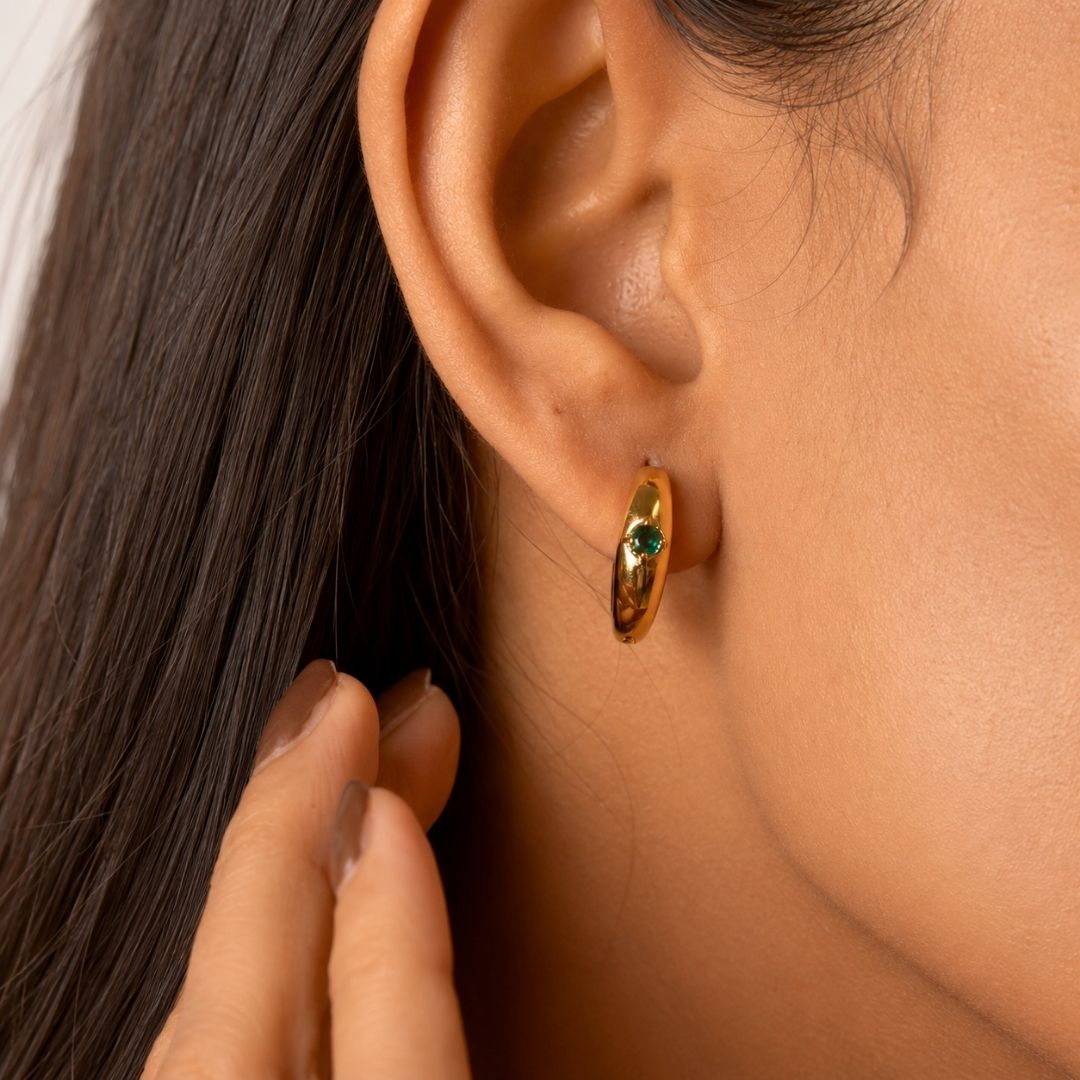 Evara Emerald Hoops