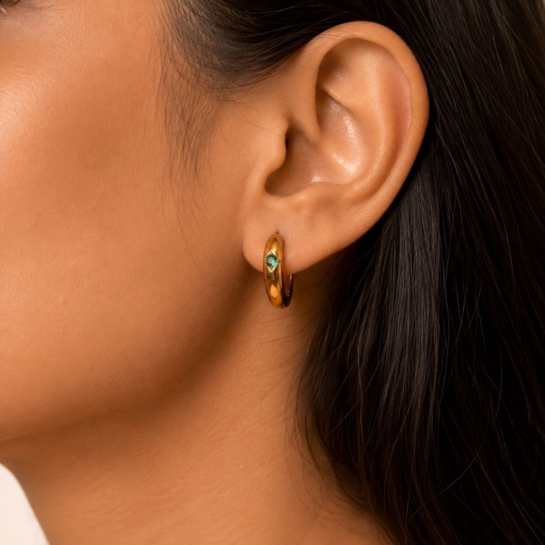 Evara Emerald Hoops