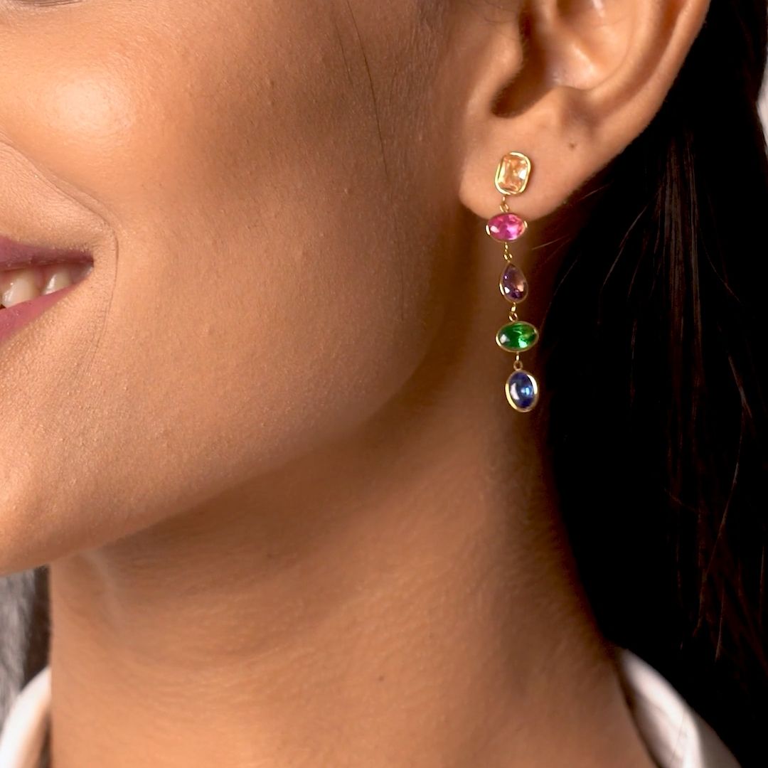 Aurora Bezel Drop Earrings