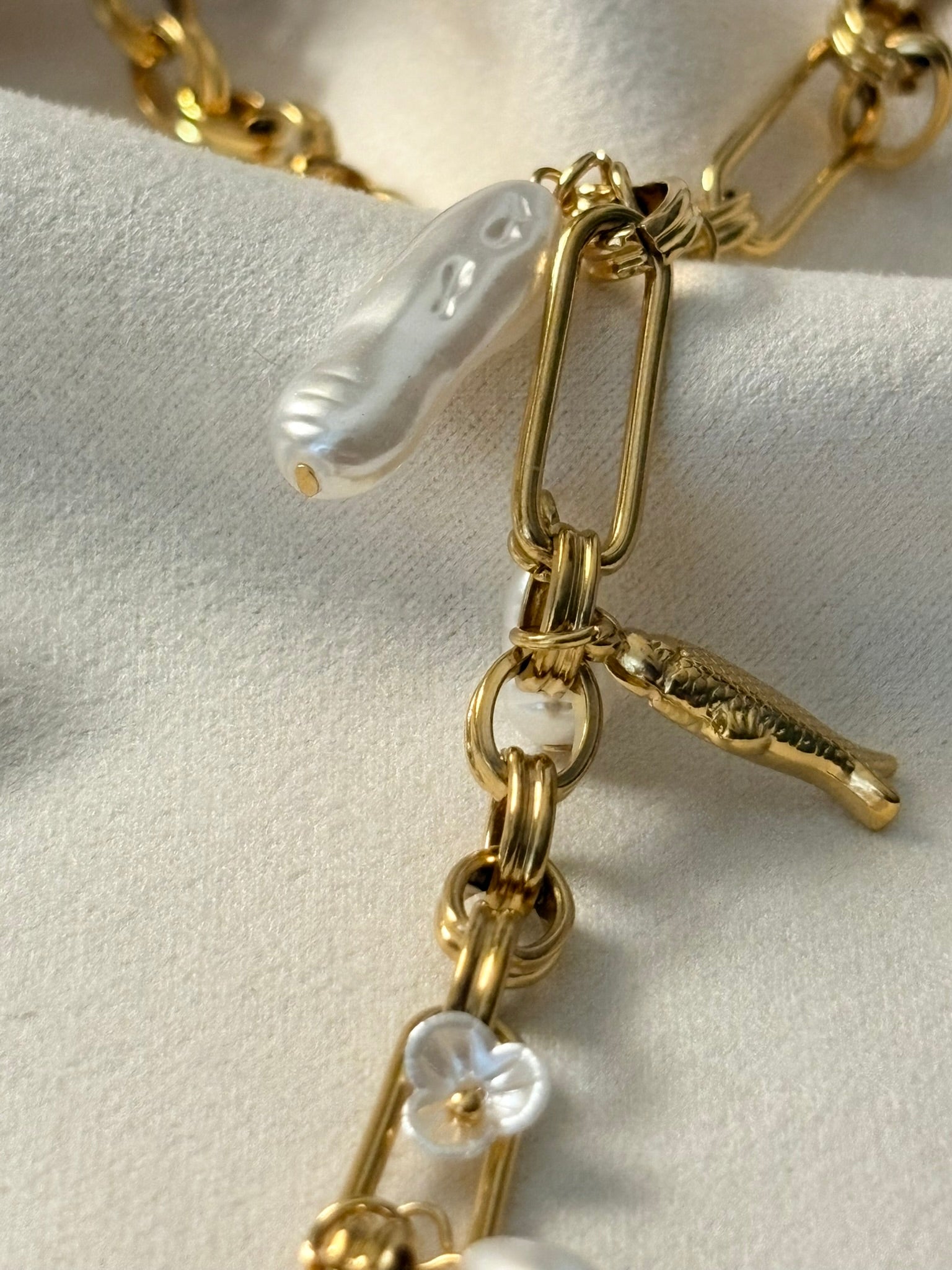 Ayla Pearl Drop Charm Necklace