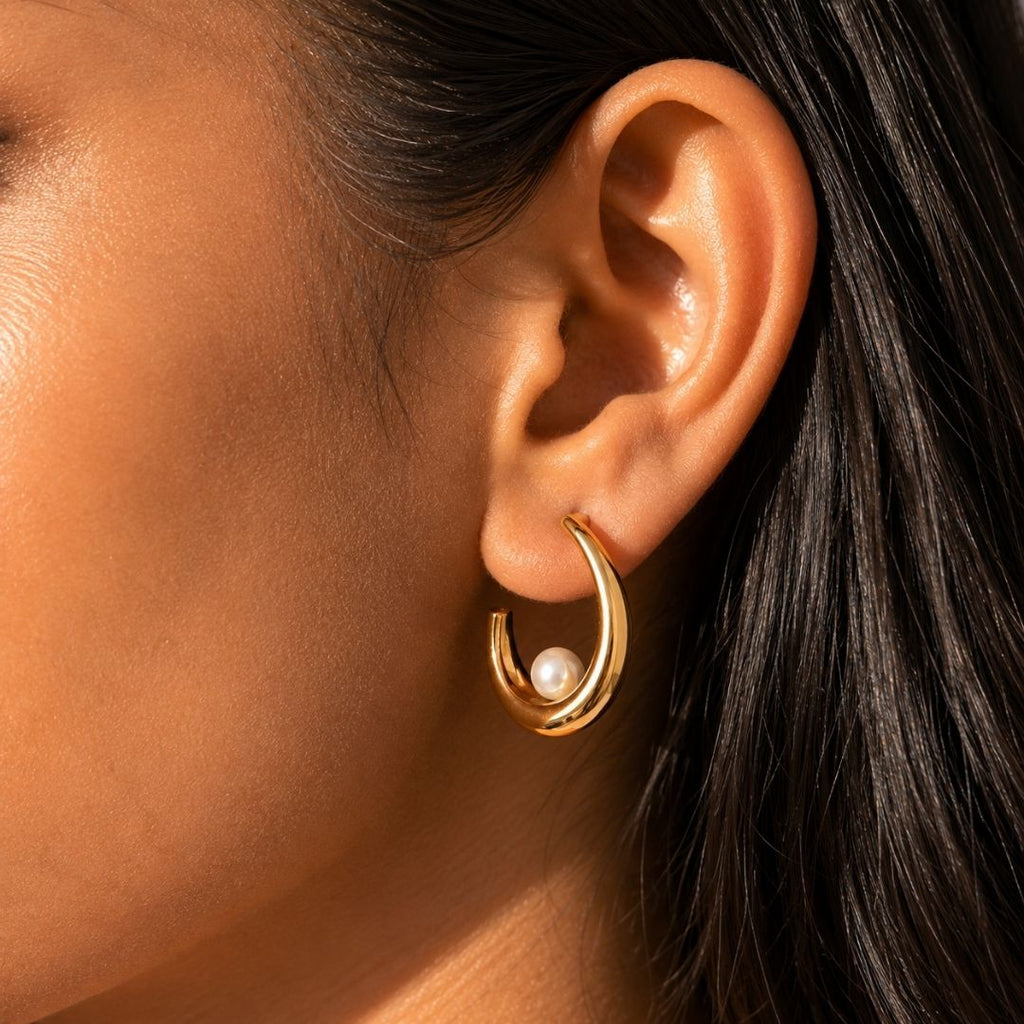 NIYANSA Pearl Hoop Earrings