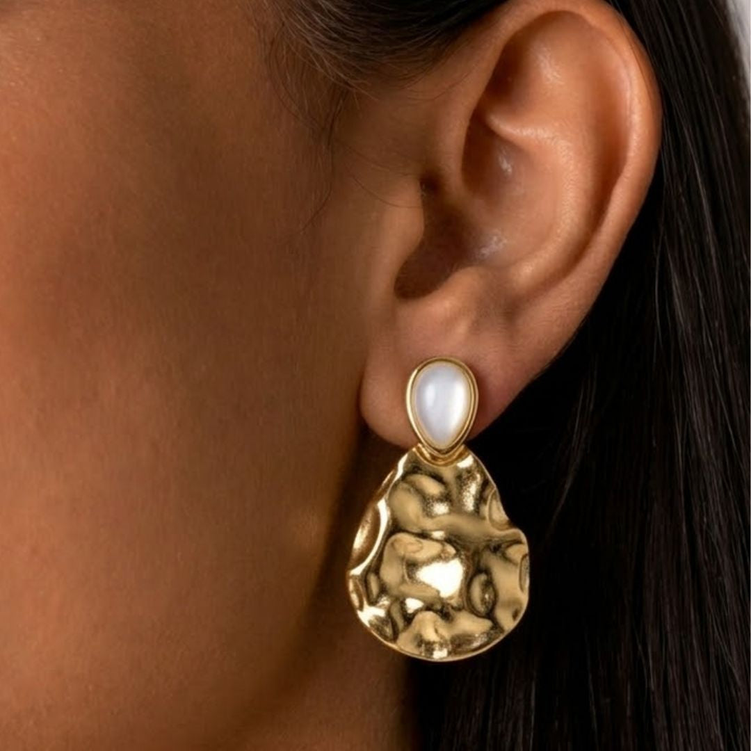 Sculpted Moonstone Drop Earrings
