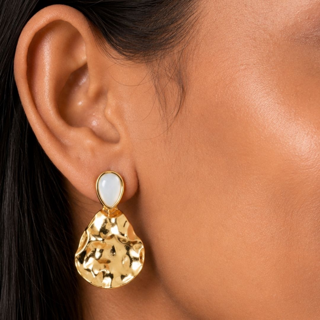 Sculpted Moonstone Drop Earrings