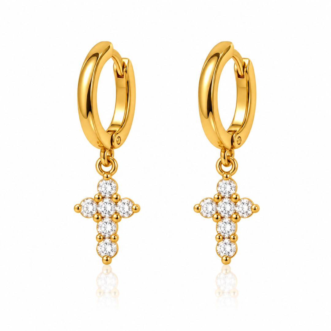 Mini Cross Charm Hoop