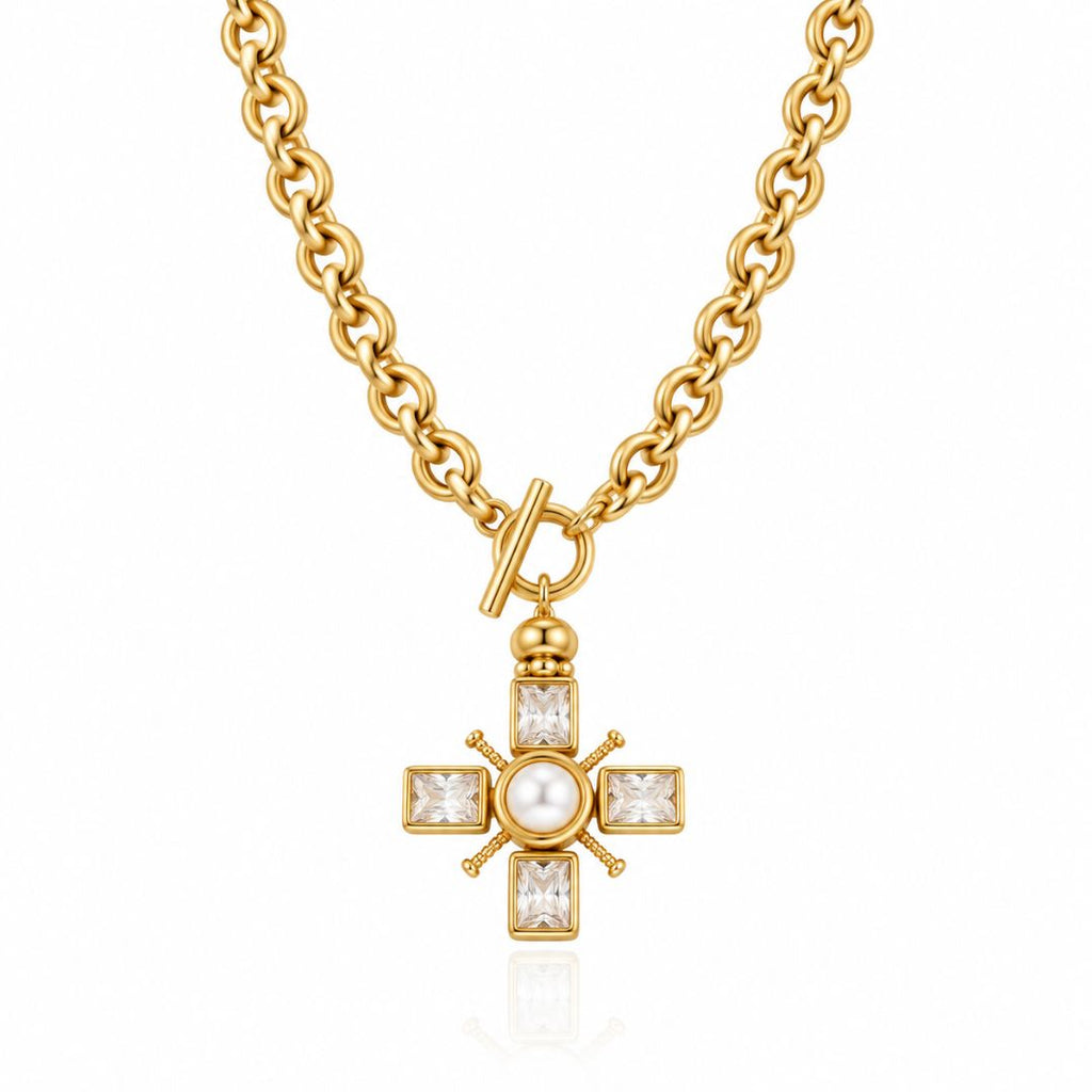 Celeste Pearl T-Bar Necklace