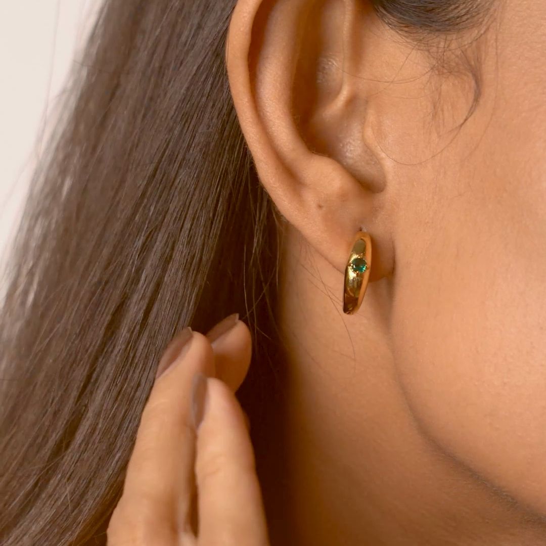 Evara Emerald Hoops