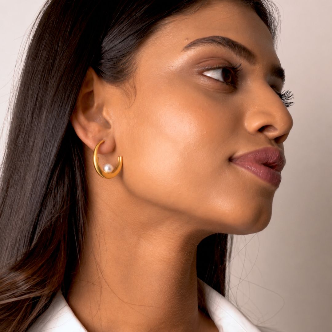 NIYANSA Pearl Hoop Earrings