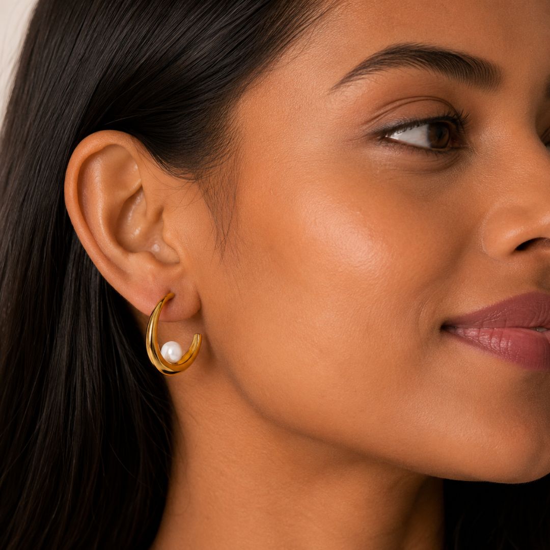 NIYANSA Pearl Hoop Earrings