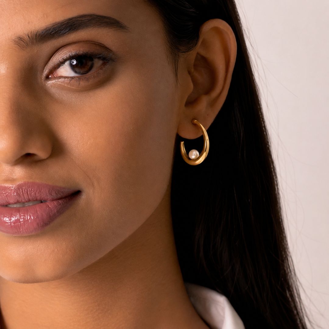 NIYANSA Pearl Hoop Earrings