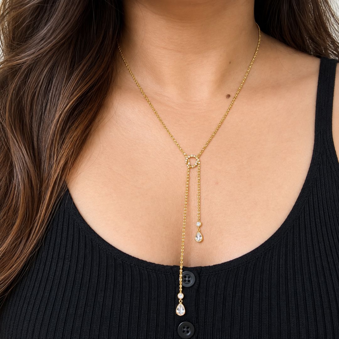 Dainty Cascade Lariat Necklace