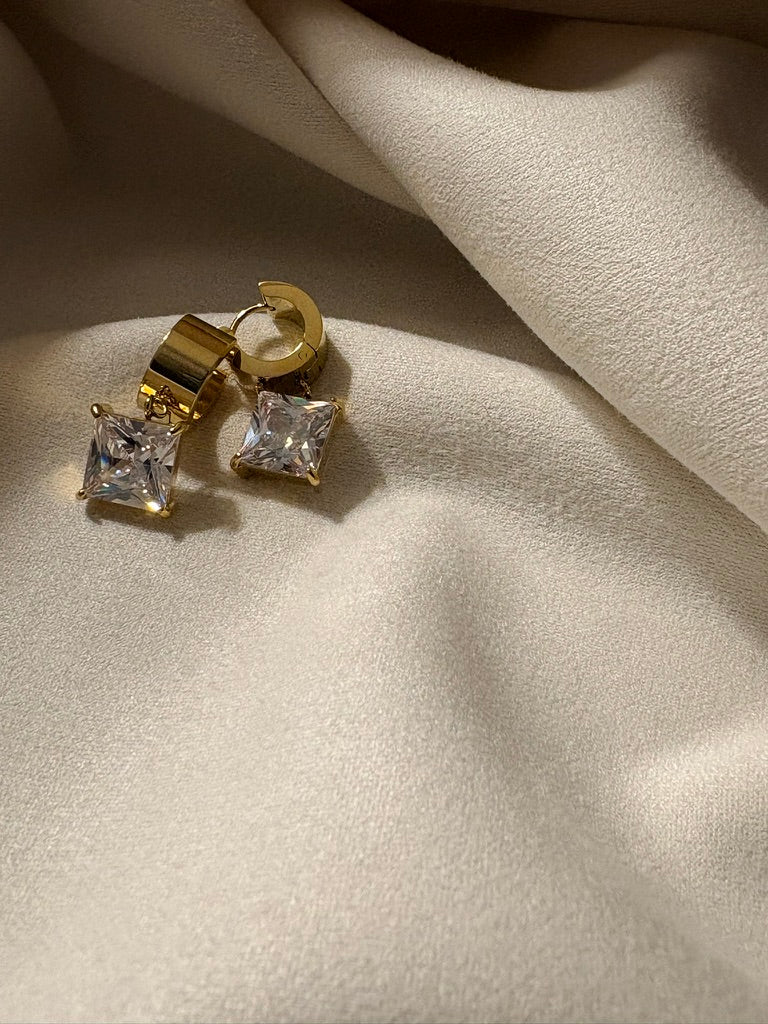 Aeris Princess Cut CZ Drop Earrings
