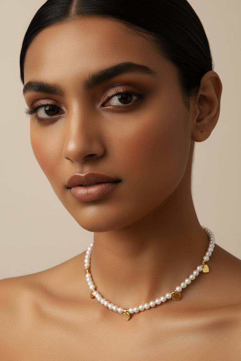 Luna Heart Pearl Necklace