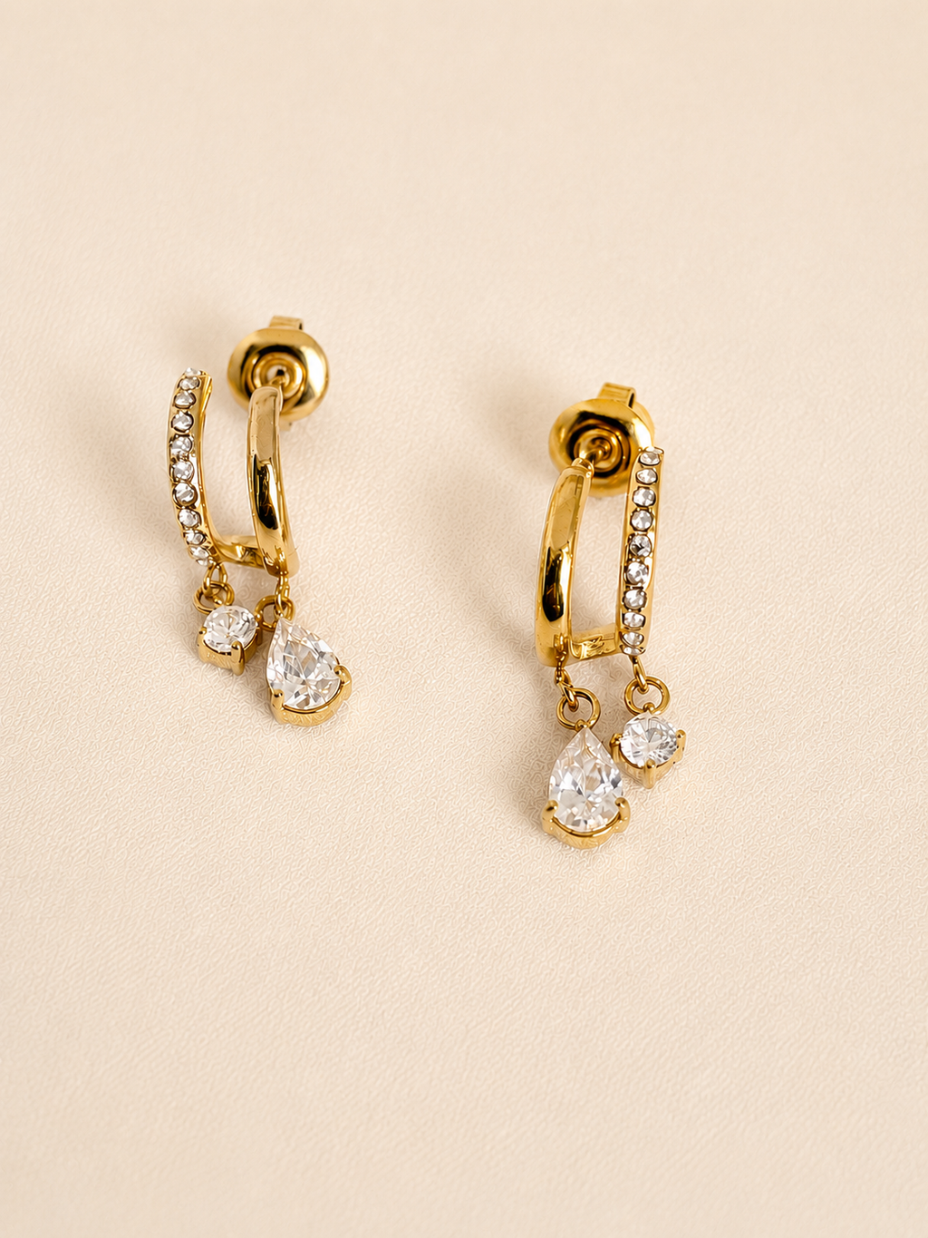 NIYANSA CZ Drop Hoop Earrings