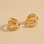 Gold plated no piercing ear cuffs with inlayed zirconia stones by NIYANSA.
