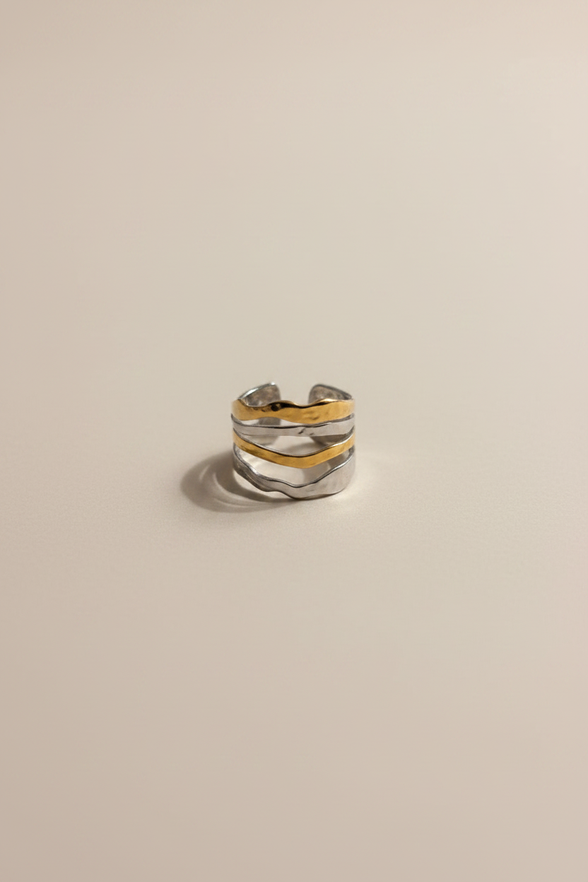NIYANSA Dual Tone Wave Ring