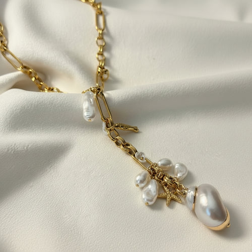 Ayla Pearl Drop Charm Necklace