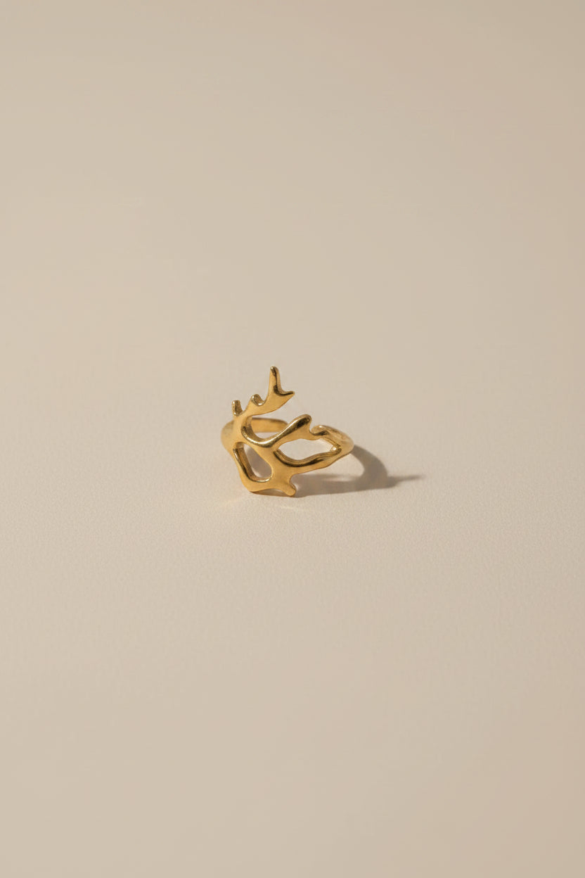 Aurelia Abstract Ring is made with 18kt gold PVD plated on 316L grade titanium steel. 