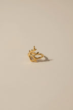 Aurelia Abstract Ring is made with 18kt gold PVD plated on 316L grade titanium steel. 