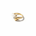 Ira Enamel Petal Ring is made with 18kt gold PVD on 316L grade titanium steel.