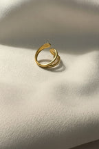 Anaya Ring is designed with 18kt gold pvd plated anti tarnish demi fine jewelry brand on 316L grade titanium steel.