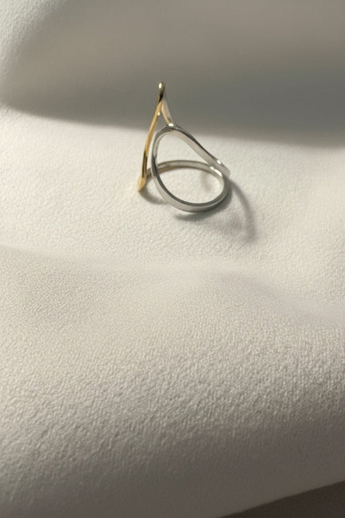 Ananta Dual Tone Infinity Ring is designed with 18kt gold pvd plated on 316L grade titanium steel.