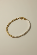 Kaia Half Pearl Link Necklace