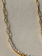 Tennis necklace with AAA cubic zirconia stones in 18KT PVD gold-plated stainless steel by NIYANSA.