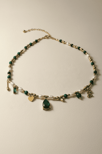 Green Stoned Pearl Charm Necklace — Necklaces by Niyansa