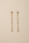 18KT gold plated crystal drop earrings with multi-shaped stones in waterproof anti tarnish finish by NIYANSA.