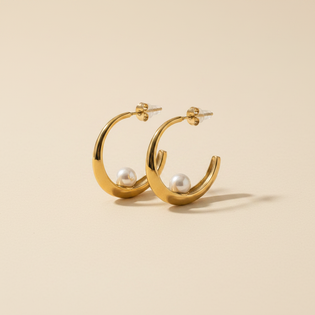 NIYANSA Pearl Hoop Earrings