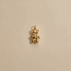 18kt PVD Coated Gold teddy bear charm on 316L Stainless Steel