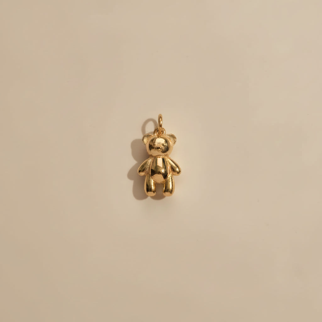 18kt PVD Coated Gold teddy bear charm on 316L Stainless Steel