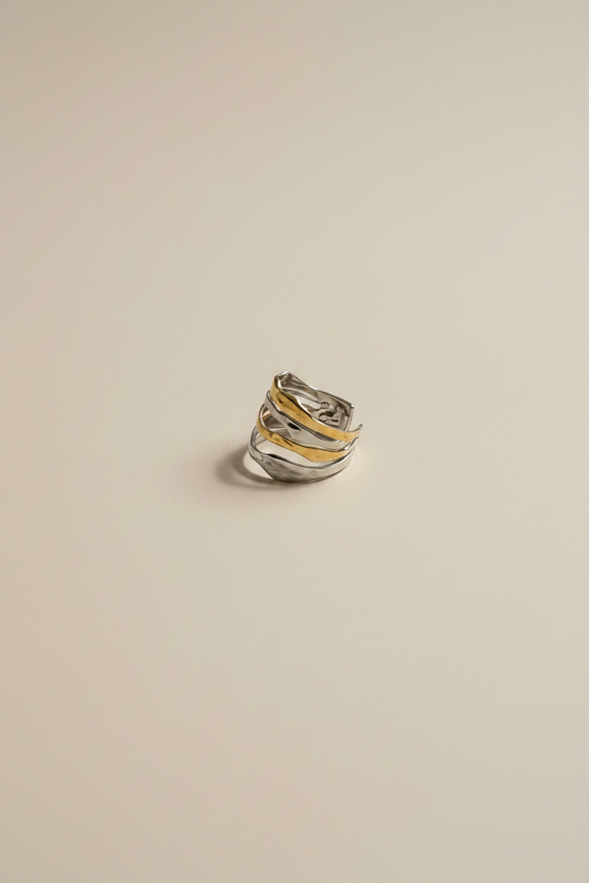 NIYANSA Dual Tone Wave Ring