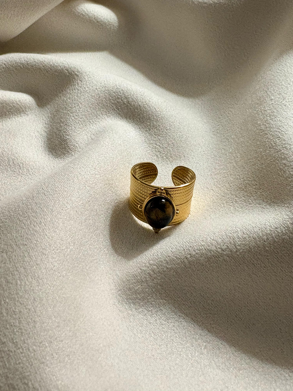 NIYANSA Tiger Eye Textured Adjustable Ring