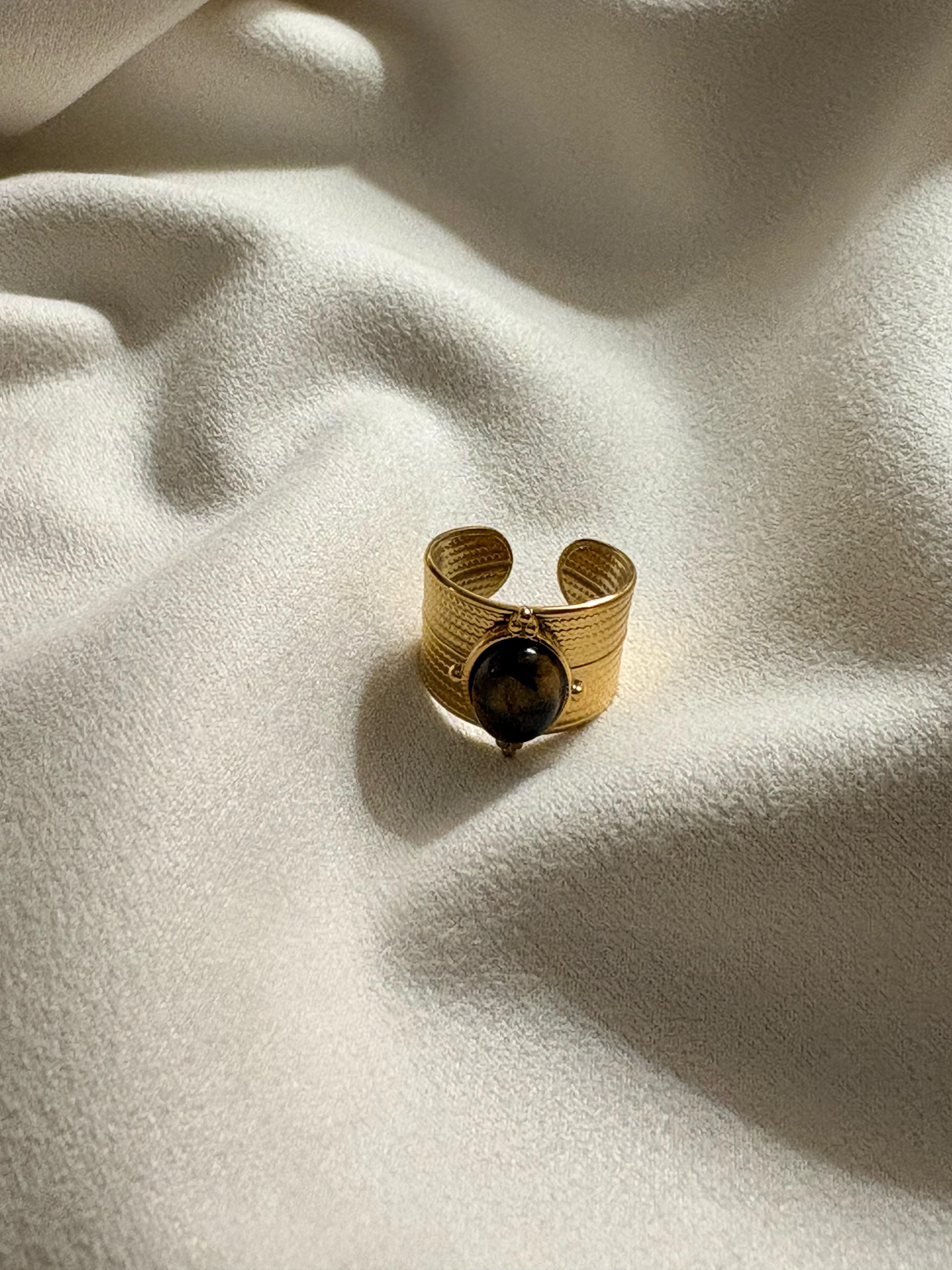 NIYANSA Tiger Eye Textured Adjustable Ring