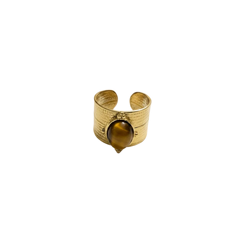 Tiger Eye Textured Adjustable Ring — Niyansa Jewelry