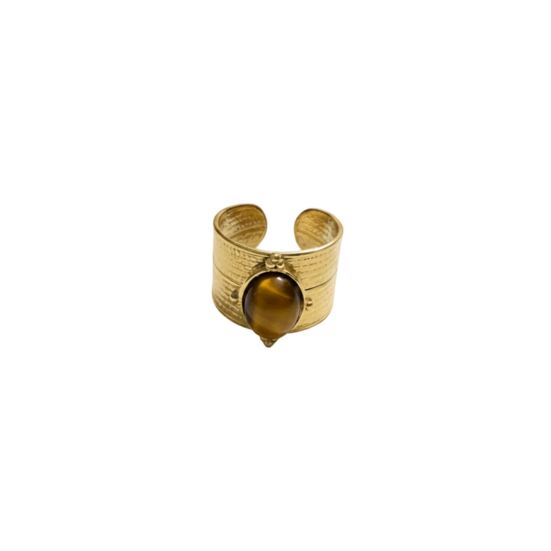 Tiger Eye Textured Adjustable Ring — Rings by Niyansa