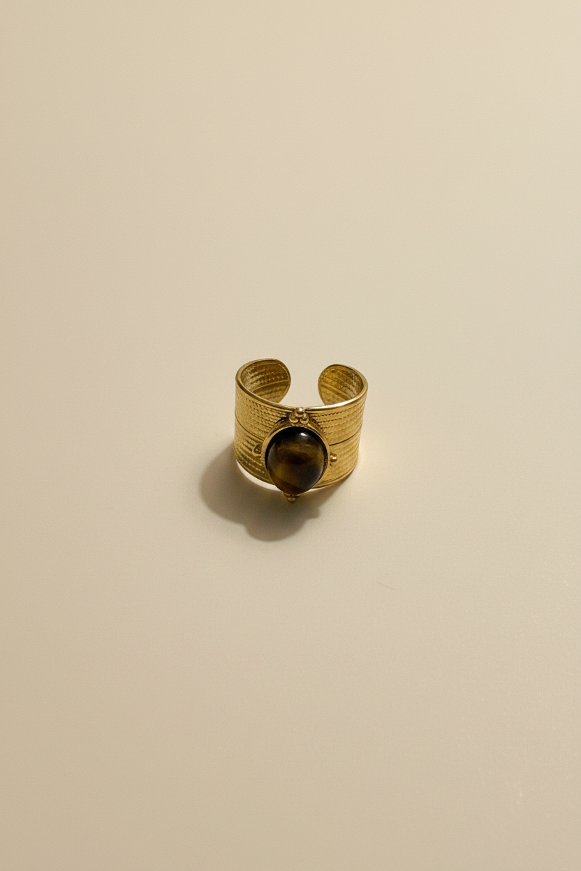 NIYANSA Tiger Eye Textured Adjustable Ring